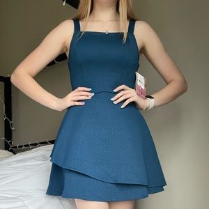 Brand New With Tags Blue Formal Square Neck Dress!